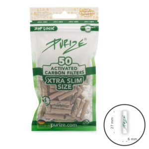 Aktivētās ogles filtri Purize Xtra Slim Organic 50 gab.
