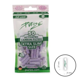 Aktivētās ogles filtri Purize Xtra Slim Lilac 50 gab.