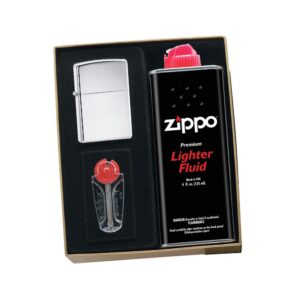 Zippo šķiltavas dāvanu komplekts ar pulētu hromu