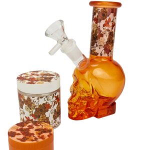 Stikla ūdenspīpe dzintara galvaskausa formā 15 cm