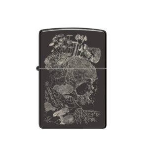 Zippo Šķiltavas Black Gloss Skull Mushroom