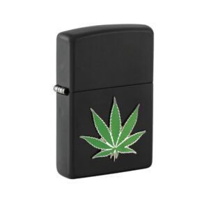 Zippo šķiltavas Black Matte Canna Leaf