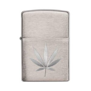 Oriģinālās Zippo Chrome šķiltavas ar Mari Leaf kaņepju lapas dizainu un vēja aizsardzību