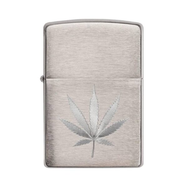 Oriģinālās Zippo Chrome šķiltavas ar Mari Leaf kaņepju lapas dizainu un vēja aizsardzību Oriģinālās Zippo Chrome šķiltavas ar Mari Leaf kaņepju lapas dizainu un vēja aizsardzību