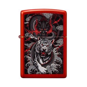 Oriģinālās Zippo šķiltavas ar Dragon Tiger (Pūķa un Tīģera) dizainu un vēja aizsardzību