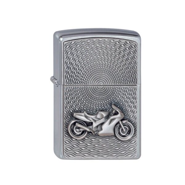 Oriģinālās Zippo šķiltavas ar MOT motocikla emblēmu un vēja aizsardzību Oriģinālās Zippo šķiltavas ar MOT motocikla emblēmu un vēja aizsardzību