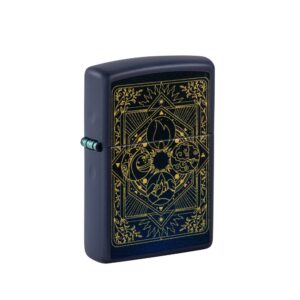 Oriģinālās Zippo šķiltavas tumši zilā krāsā ar Elements grafisko dizainu un vēja aizsardzību
