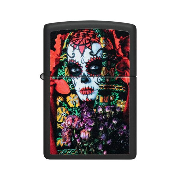 Oriģinālās Zippo šķiltavas sievietei ar krāsainu cukura galvaskausa dizainu un vēja aizsardzību Oriģinālās Zippo šķiltavas sievietei ar krāsainu cukura galvaskausa dizainu un vēja aizsardzību