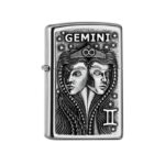 Oriģinālās Zippo šķiltavas Zodiac Dvīņi (Gemini) ar gravējumu un vēja aizsardzību