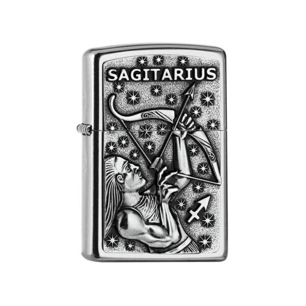 Oriģinālās vējizturīgās Zippo šķiltavas ar Strēlnieka zodiaka zīmes gravējumu Oriģinālās vējizturīgās Zippo šķiltavas ar Strēlnieka zodiaka zīmes gravējumu