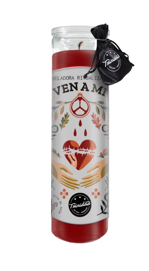 Sojas vaska svece Veladora Come to Me sarkanā krāsā mīlestības rituālam Sojas vaska svece Veladora Come to Me sarkanā krāsā mīlestības rituālam