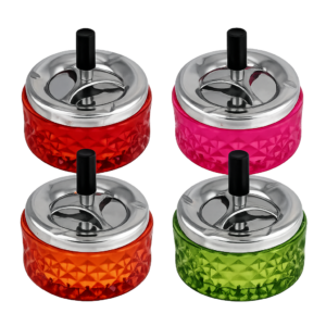 Pelnu trauks rotējošais (12 cm) Četru krāsu rotējošo pelnu trauku komplekts sarkans, rozā, oranžs, zaļš.