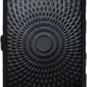 Melna metāla cigarešu etvija Drop Black ar 3D reljefa rakstu 9,5 x 8,1 cm