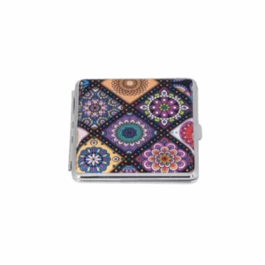 Violeta cigarešu etvija Angel Floral Purple ar ziedu rakstu un soft-touch virsmu