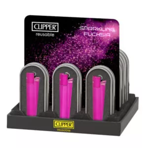 Spilgti purpursarkanas metāla šķiltavas Clipper Metal Sparkling Fuchsia dāvanu kastītē