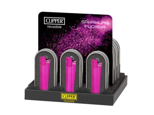 Spilgti purpursarkanas metāla šķiltavas Clipper Metal Sparkling Fuchsia dāvanu kastītē
