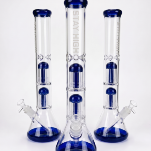 Pelēka stikla ūdenspīpe STAY HIGH 'Hidra' 40 cm no bieza borosilikāta stikla