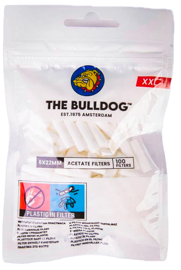 Cigarešu filtri the bulldog tinamajai tabakai Amsterdam Slim XXL 6x22mm zip-lock iepakojumā 100 gab, сигаретные фильтры для самокруток, cigarette rolling filters