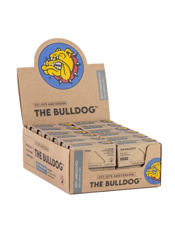 Oriģinālie "The Bulldog" nebalinātie (brūnie) cigarešu papīrīši rullī. 5 metri ultra plāna papīra bez hlora