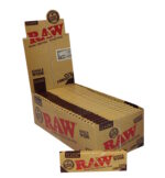 Cigarešu papīrs RAW Classic Single Wide Cut Corners kaste, nebalināts papīrs, raw unrefined rolling papers box