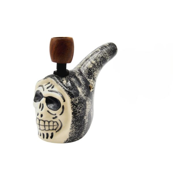 Keramikas ūdenspīpe bongs Galvaskauss 12cm no sāna ar izmēriem
