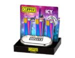 Vēja izturīgas šķiltavas Clipper Metal Jet Flame Icy stendā, windproof clipper lighter display