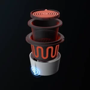 ShishaX VOLTA Black 360 grādu Dual-Zone Heating sistēma ar augšējo spirāli, izņemamu Bowl trauciņu pildījumam un sānu sildelementu